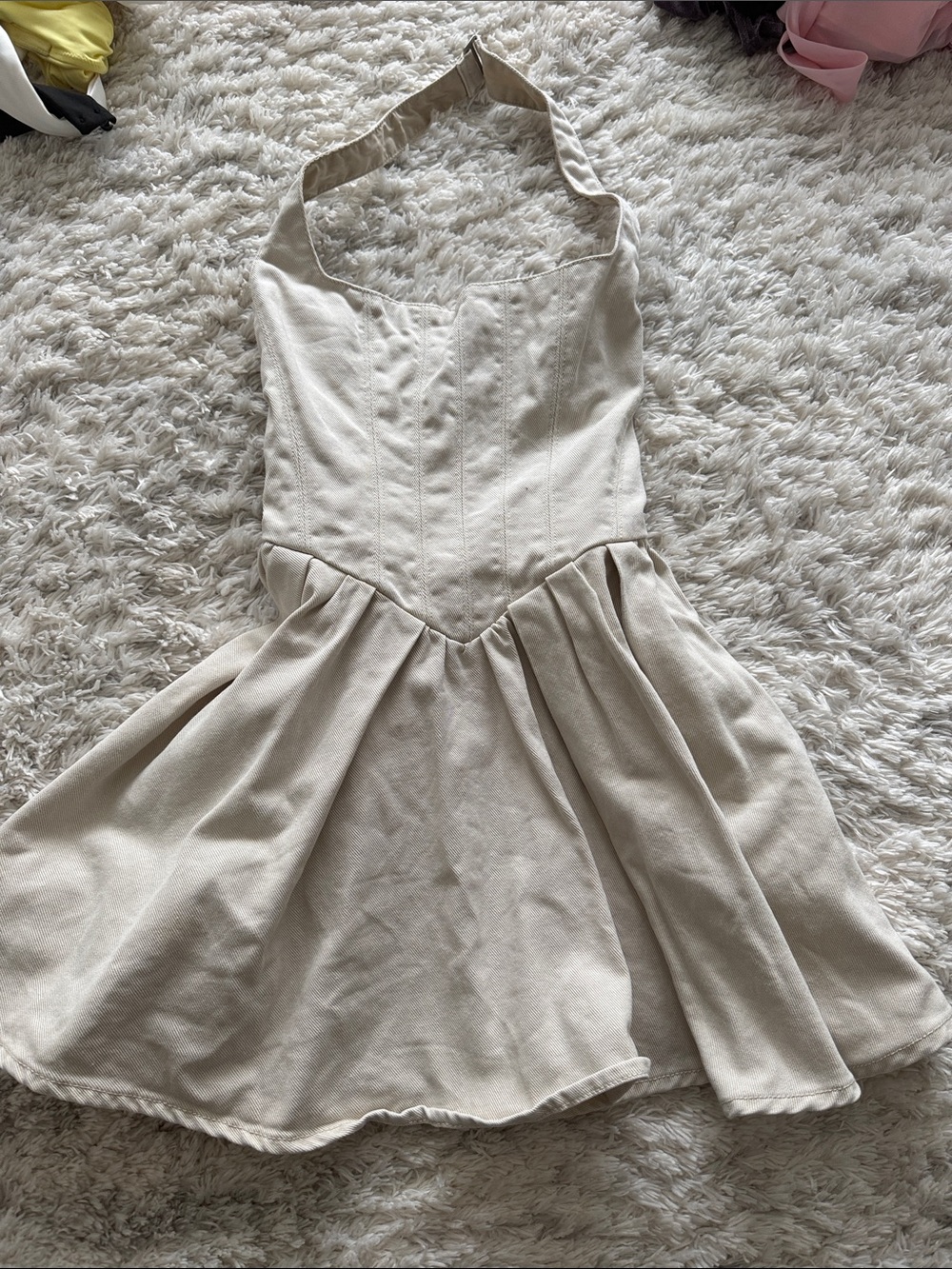 Oh Polly Cream Halter Skater Dress
